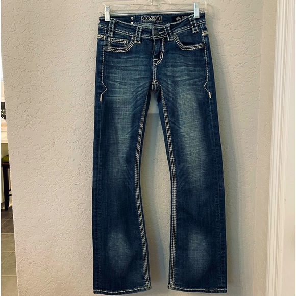 Rock&Roll Cowgirl Riding Jean 25X32 Bootcut Medium Wash Preloved - Picture 1 of 14